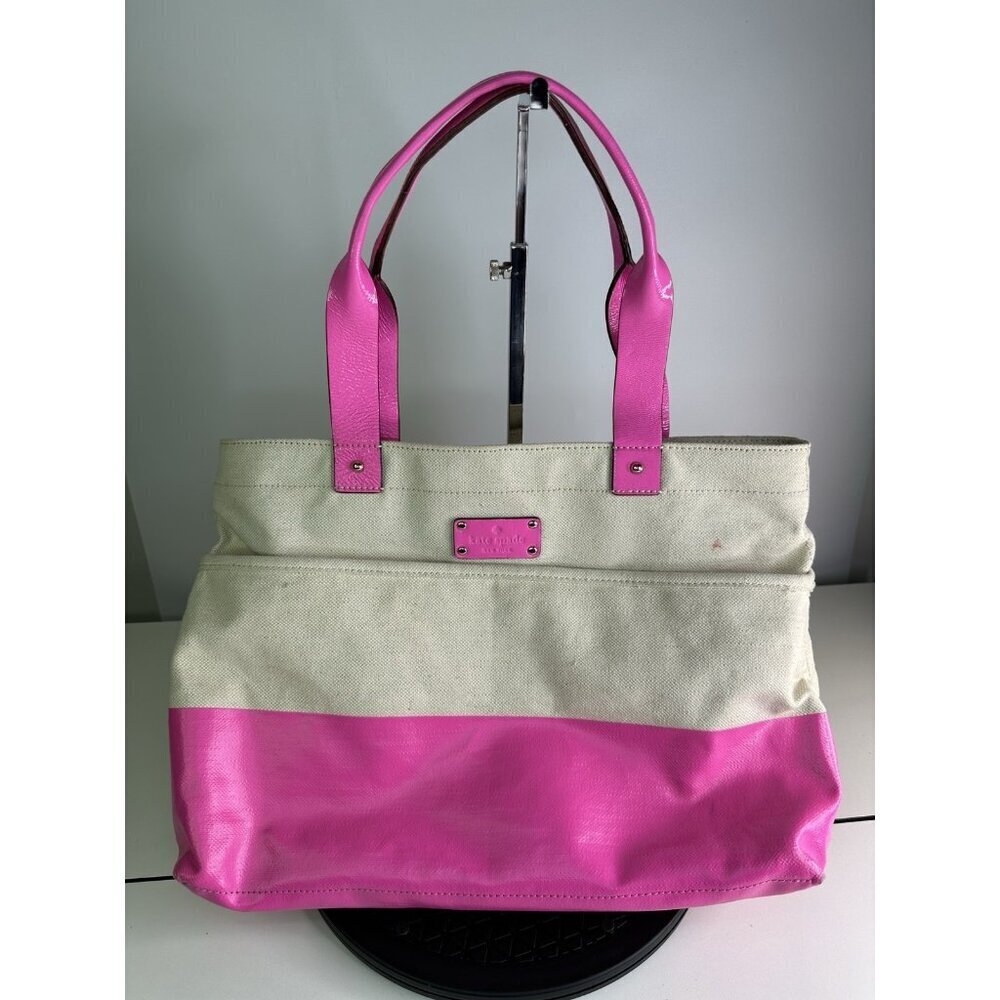 Kate Spade Horseshoe Cove Natural Pink Magazine Tote Purse Handbag